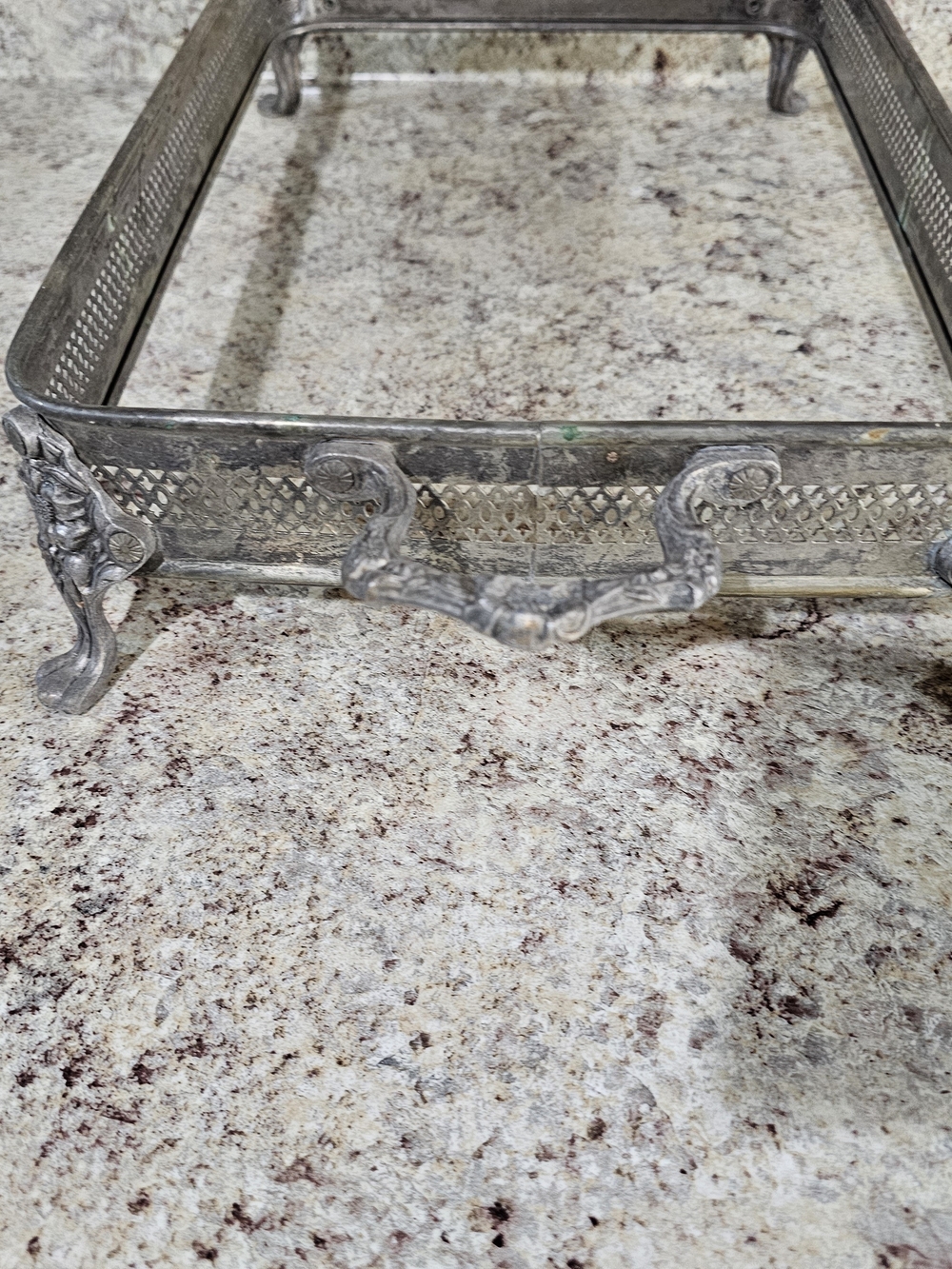 Ornate Silver Decorative Casserole Dish Holder with Handles